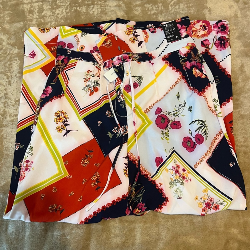 New York & Company Floral Wide Leg Pants - Multicolor
